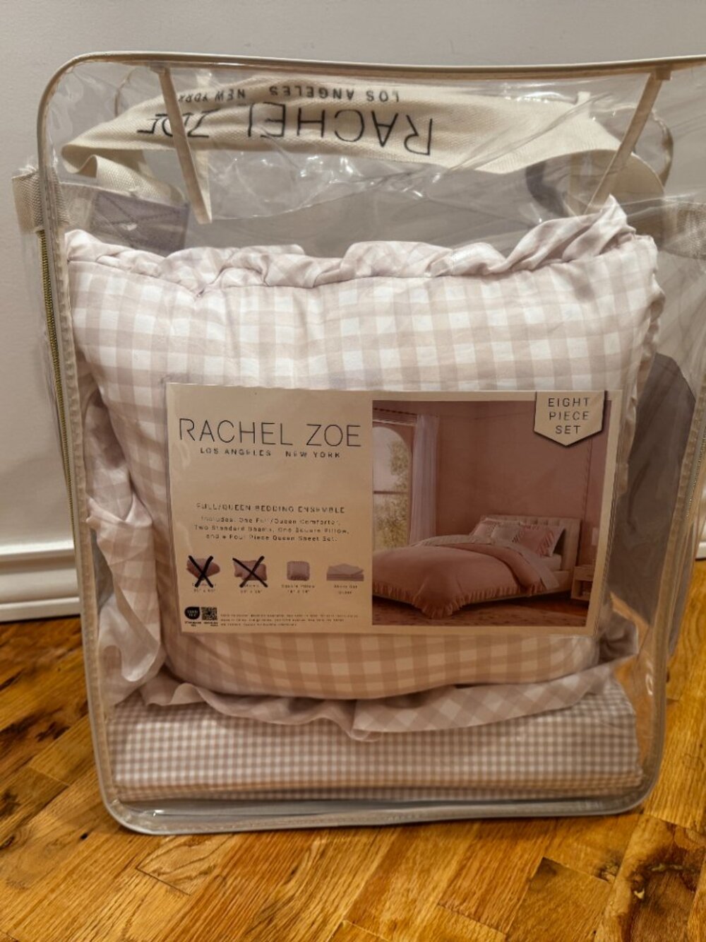 NWT Rachel Zoe Beige Gingham Ruffle Accent Pillow/Queen Sheet ONLY- Cottagecore - Picture 8 of 13